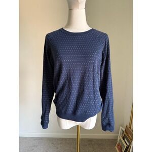 Marine Layer Women's XS Extra Soft Navy Blue Polka Dot Long Sleeve Pullover Top